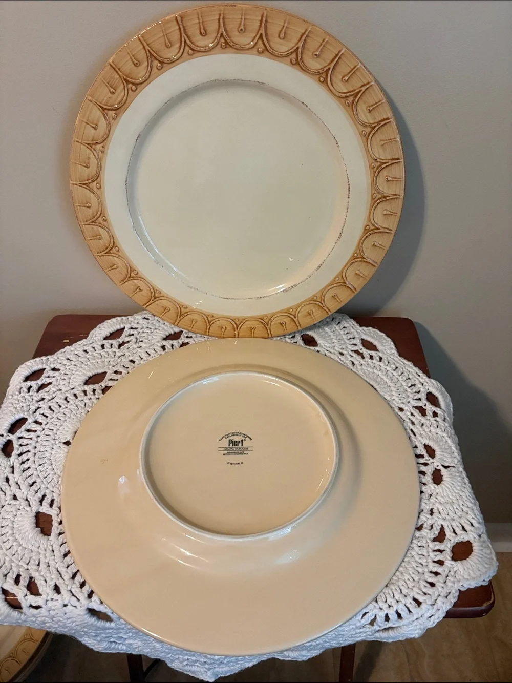 Pier 1 Set of 2 Gemma Baroque Large Embossed Dinner Plates